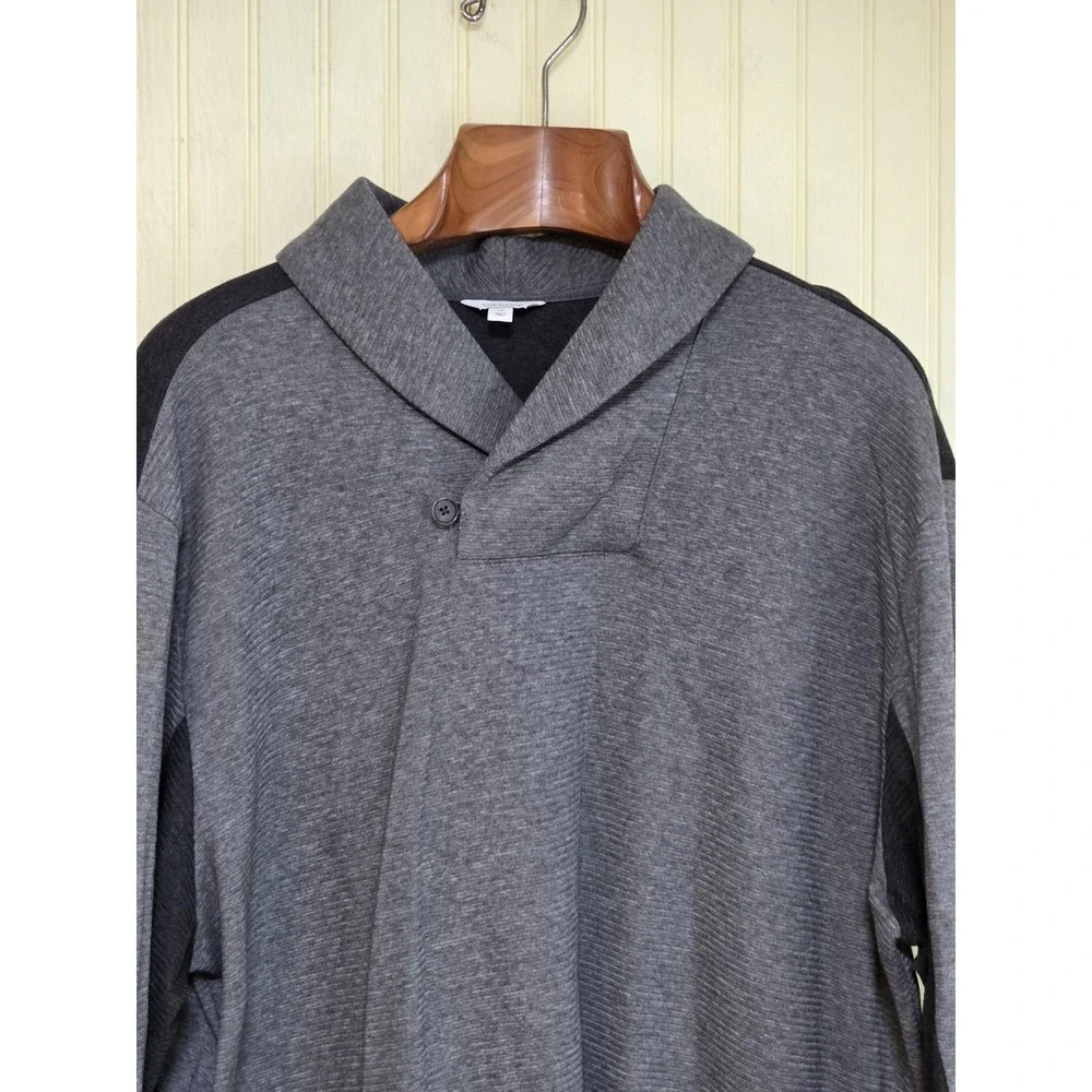 Calvin Klein Sweater Mens 2XL Gray Shawl Collar Button Pullover Knit Lightweight - Picture 1 of 8